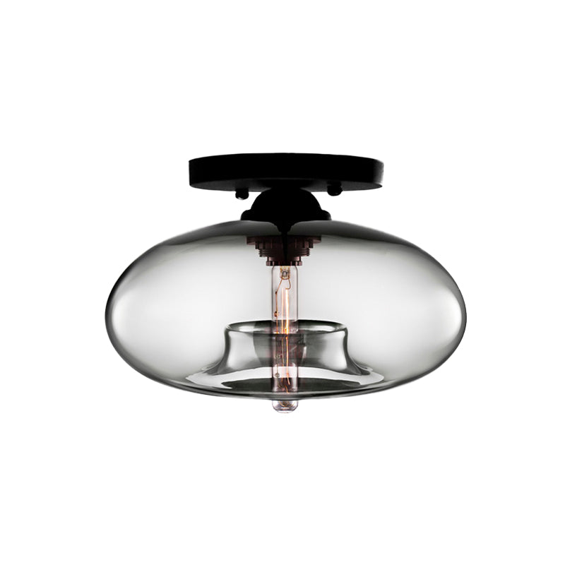 Mid-Century Modern Ellipsoidal Semi-Flush Mount Light