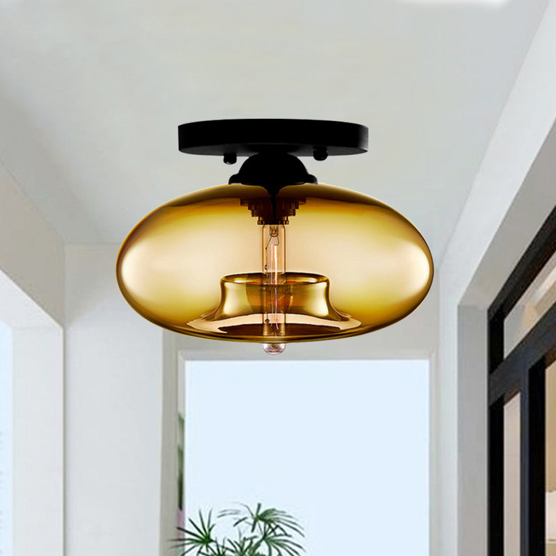 Mid-Century Modern Ellipsoidal Semi-Flush Mount Light