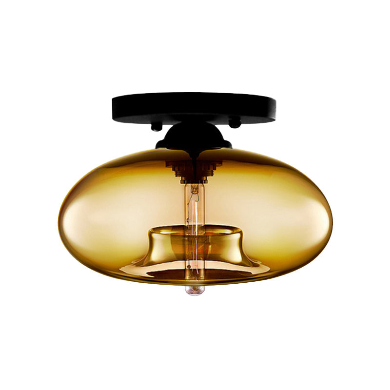 Mid-Century Modern Ellipsoidal Semi-Flush Mount Light