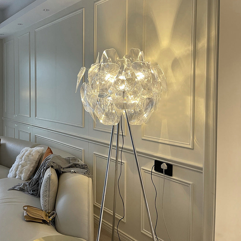 Modern Tripod Cone-Shaped Floor Lamp with Petals