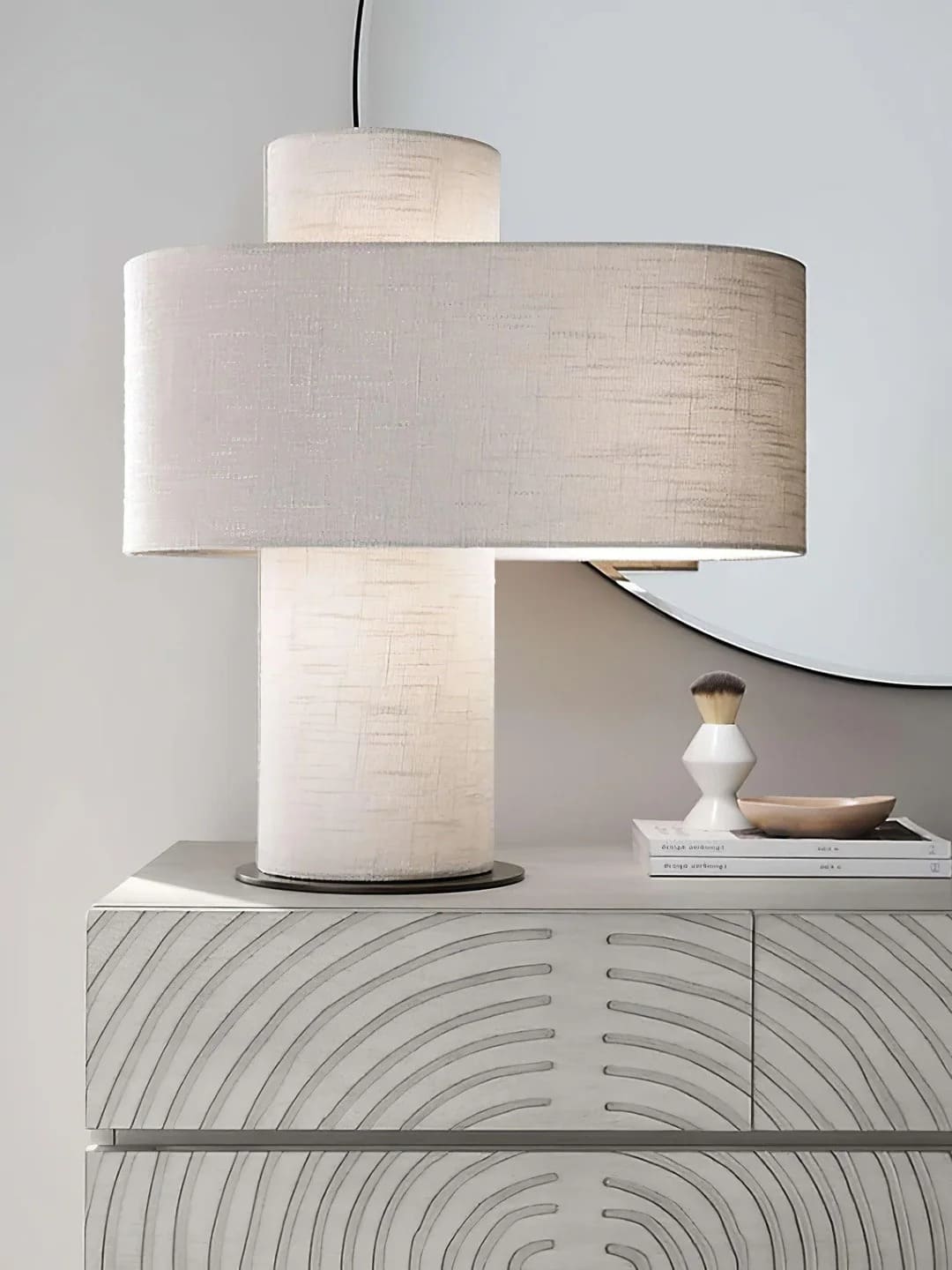 Modern Minimalist Large Drum Shade Table Lamp