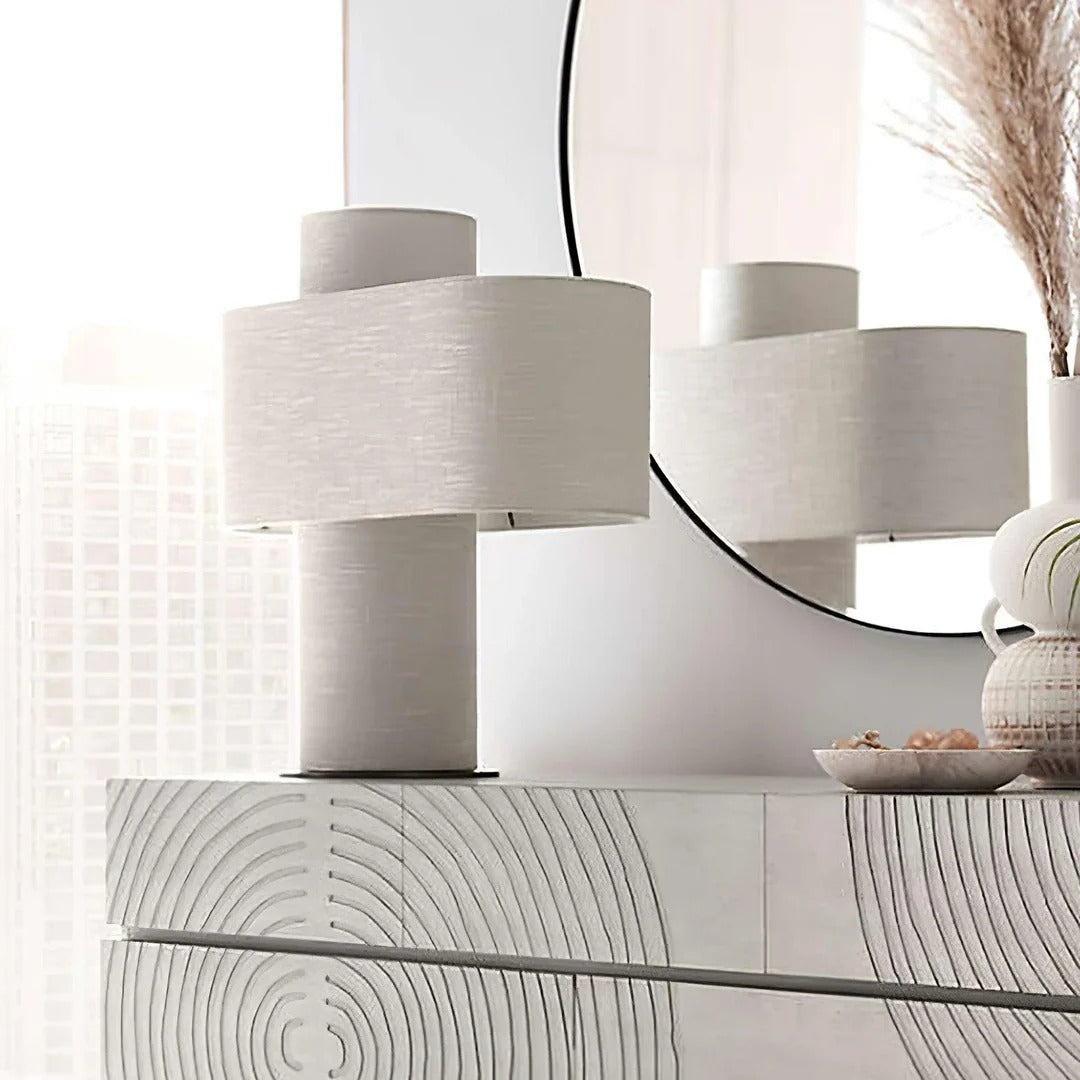 Modern Minimalist Large Drum Shade Table Lamp