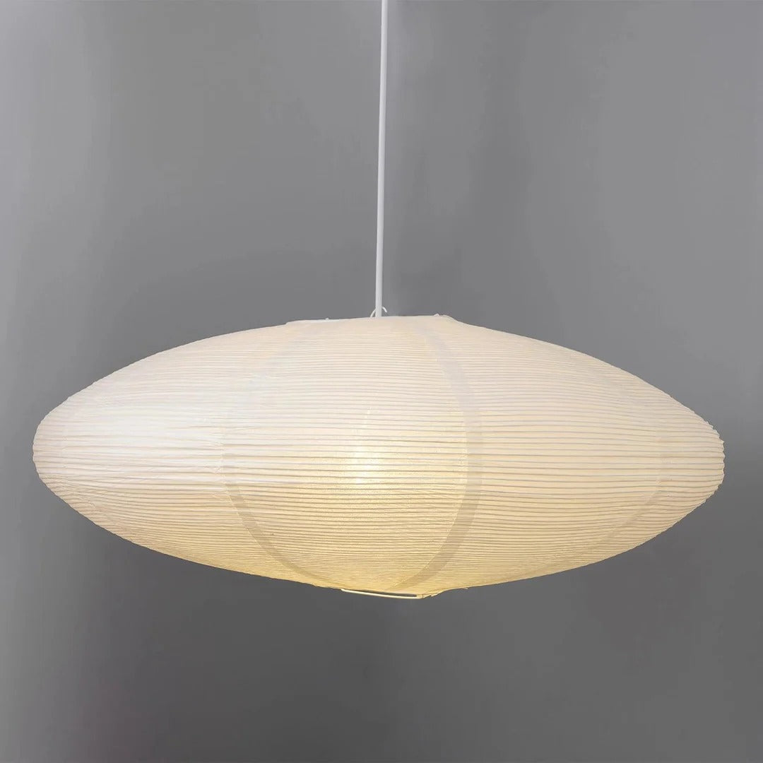 Japandi Ellipsoidal Parallel-Ribbed Pendant Light