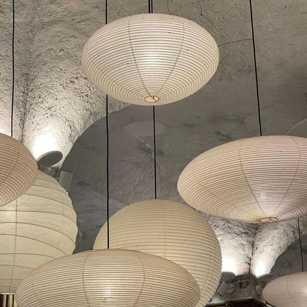 Japandi Ellipsoidal Parallel-Ribbed Pendant Light