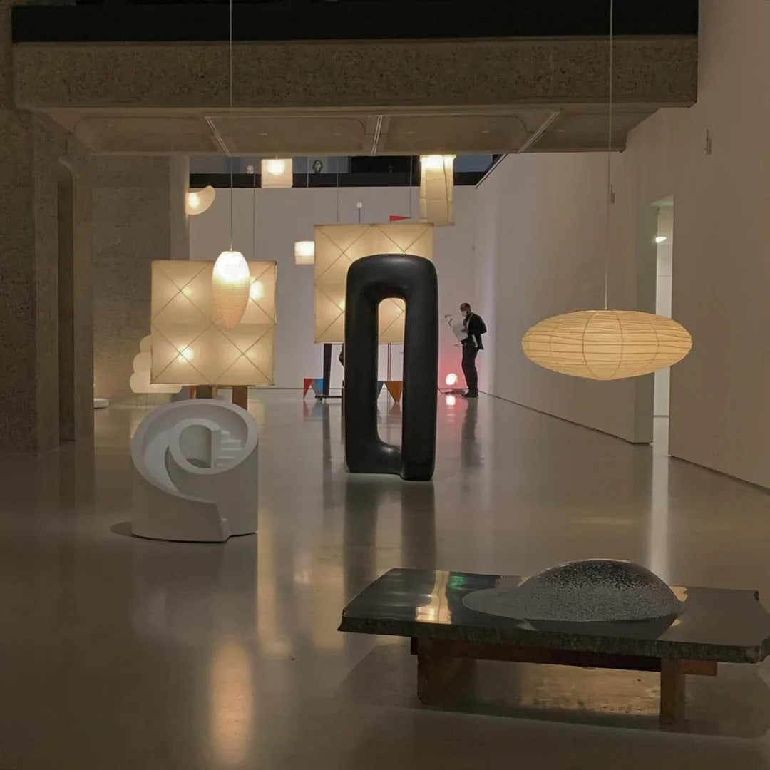 Japandi Ellipsoidal Parallel-Ribbed Pendant Light