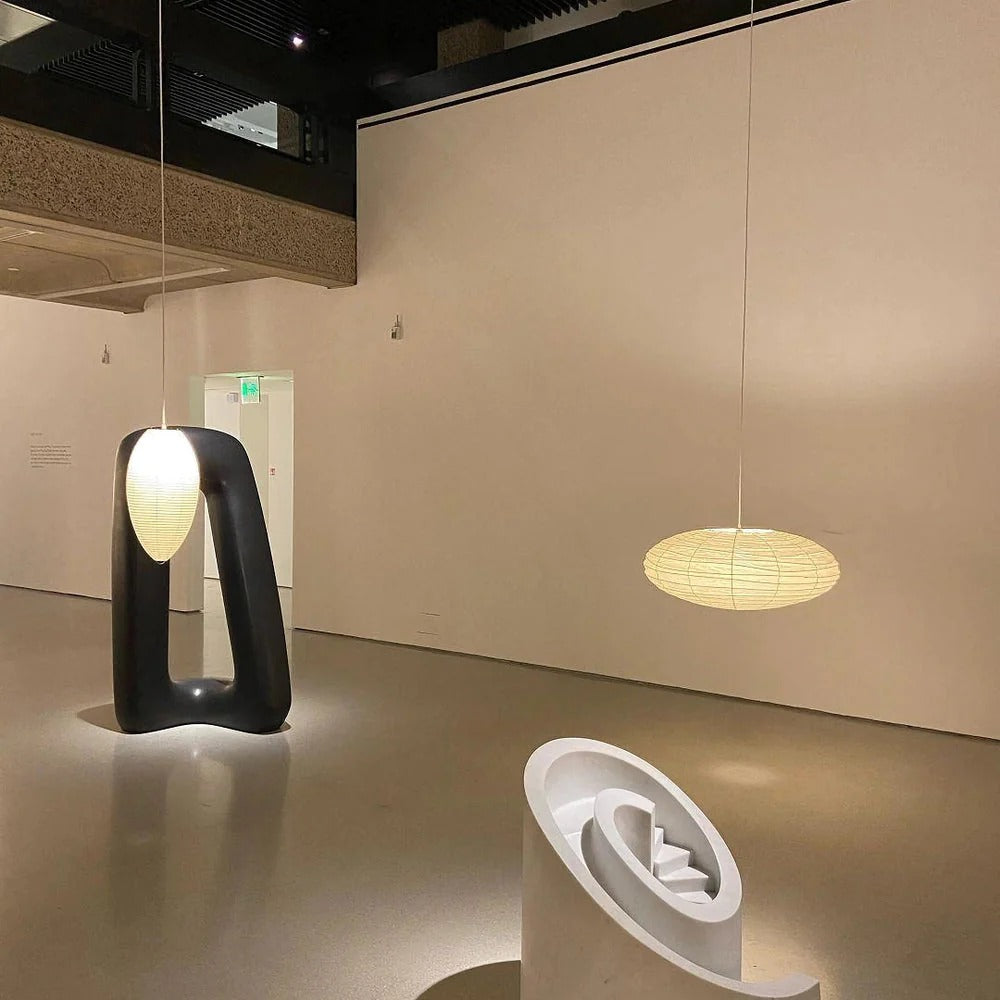 Japandi Ellipsoidal Parallel-Ribbed Pendant Light