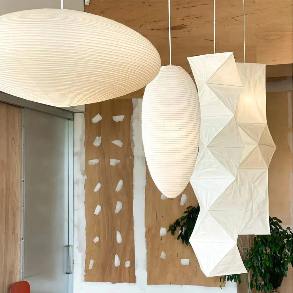 Japandi Ellipsoidal Parallel-Ribbed Pendant Light