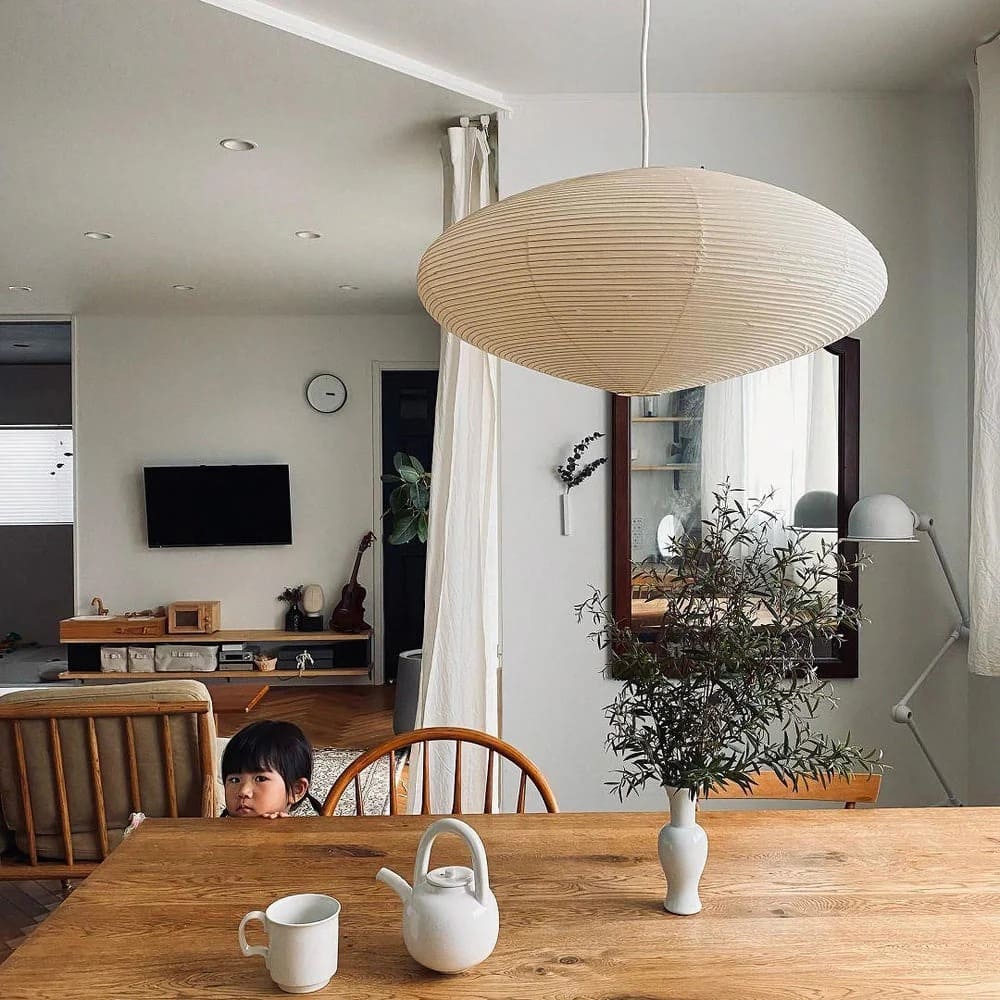 Japandi Ellipsoidal Parallel-Ribbed Pendant Light