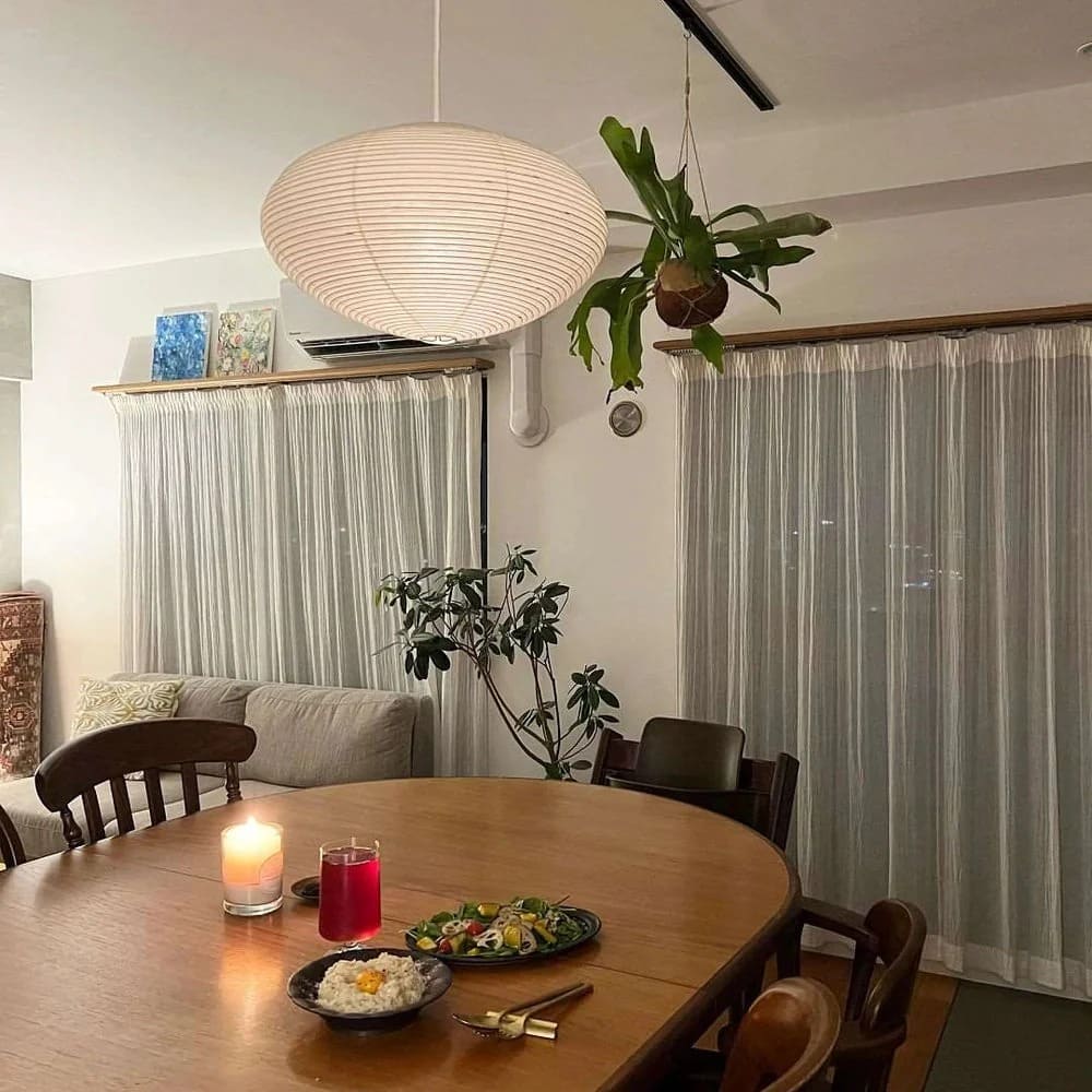 Japandi Ellipsoidal Parallel-Ribbed Pendant Light