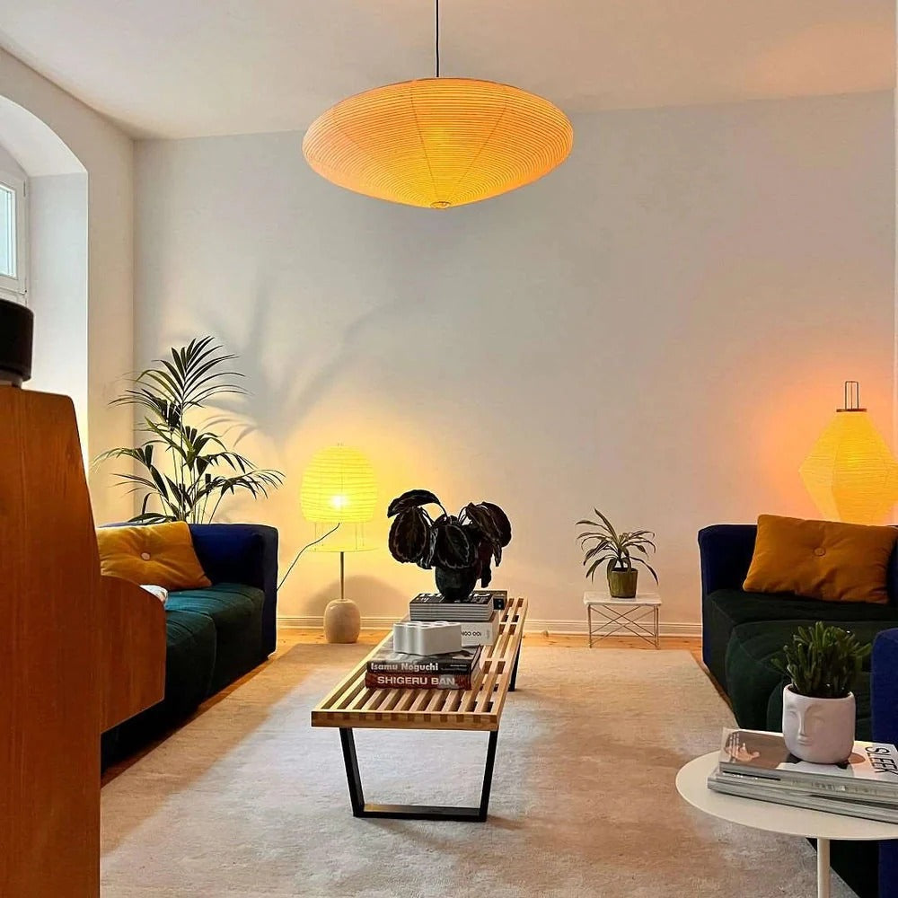 Japandi Ellipsoidal Parallel-Ribbed Pendant Light