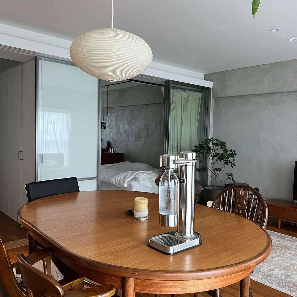 Japandi Ellipsoidal Parallel-Ribbed Pendant Light
