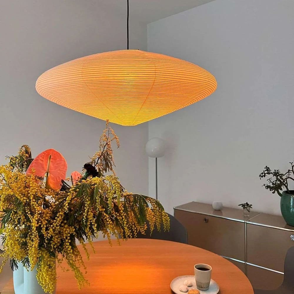 Japandi Ellipsoidal Parallel-Ribbed Pendant Light