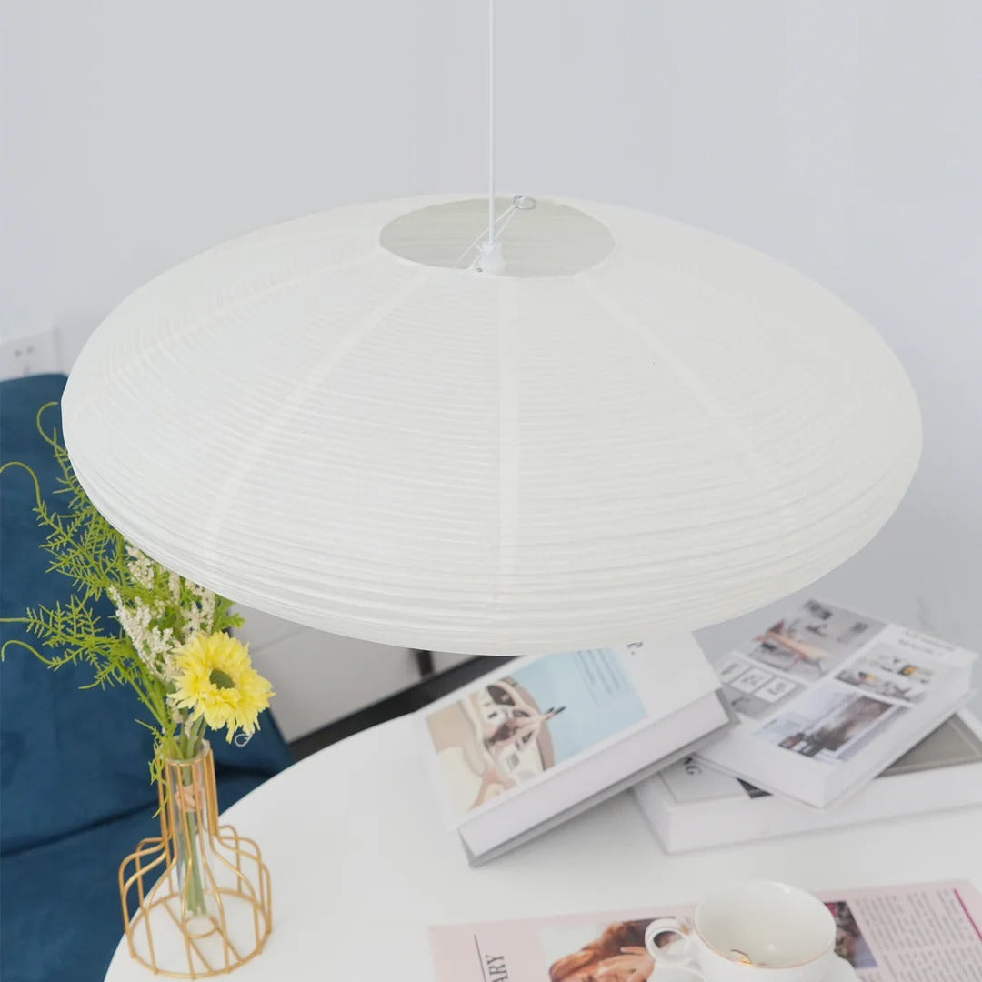Japandi Ellipsoidal Parallel-Ribbed Pendant Light