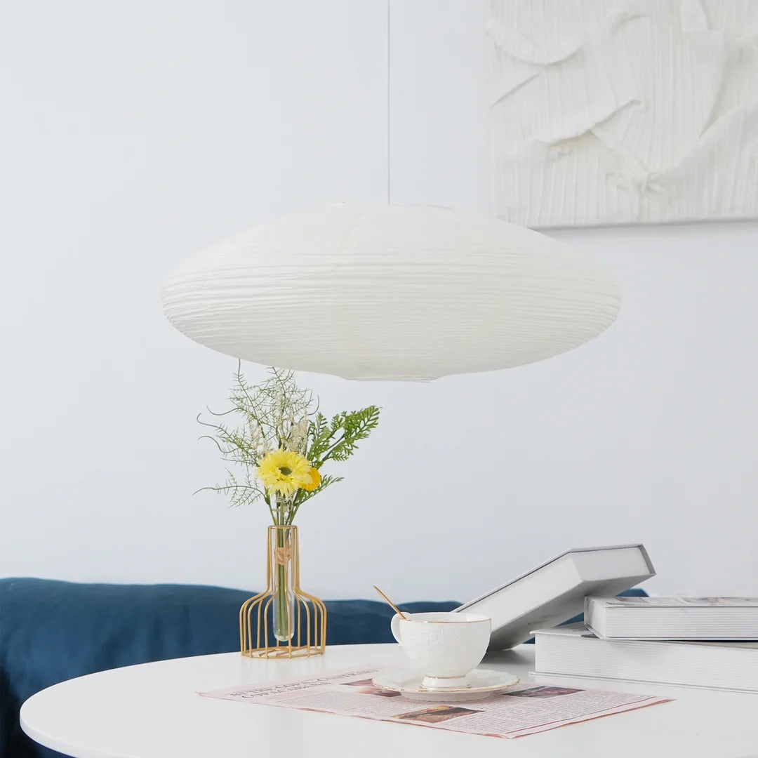 Japandi Ellipsoidal Parallel-Ribbed Pendant Light