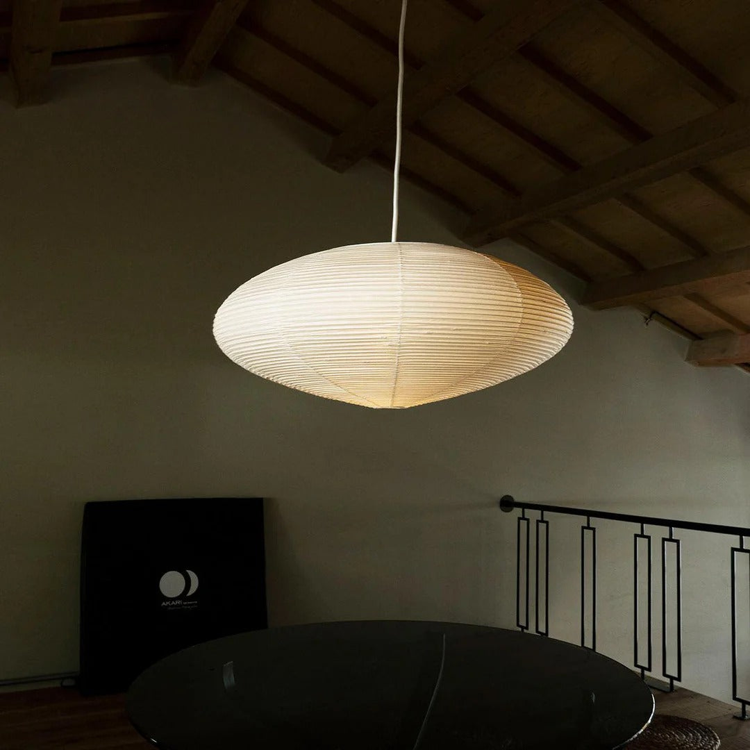Japandi Ellipsoidal Parallel-Ribbed Pendant Light