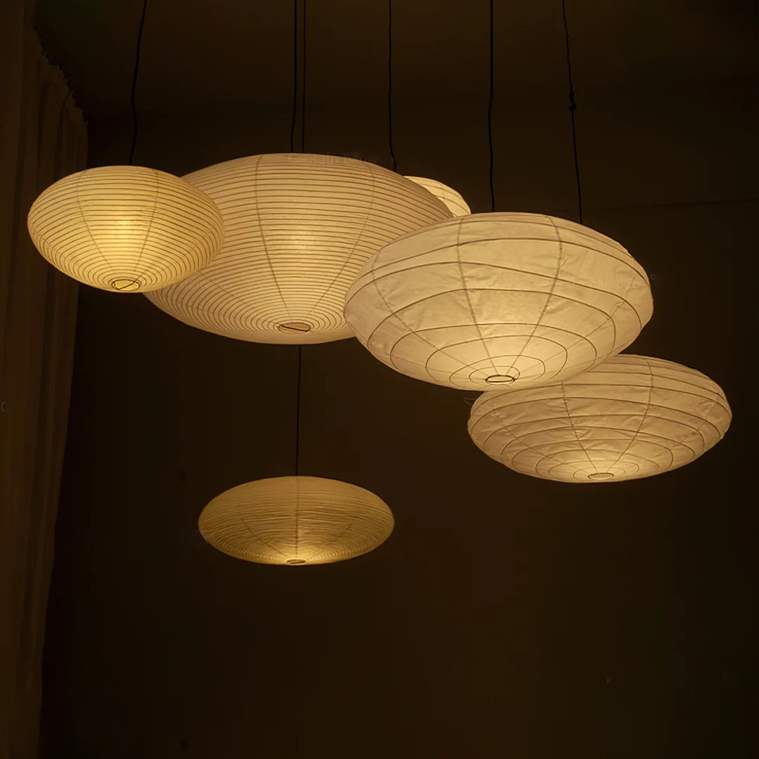 Japandi Ellipsoidal Parallel-Ribbed Pendant Light