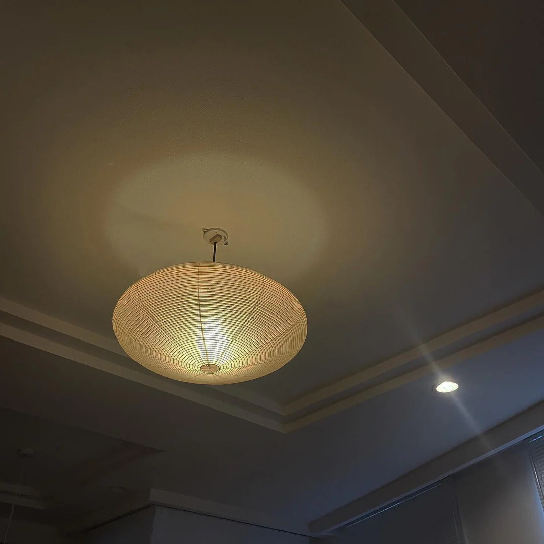 Japandi Ellipsoidal Parallel-Ribbed Pendant Light
