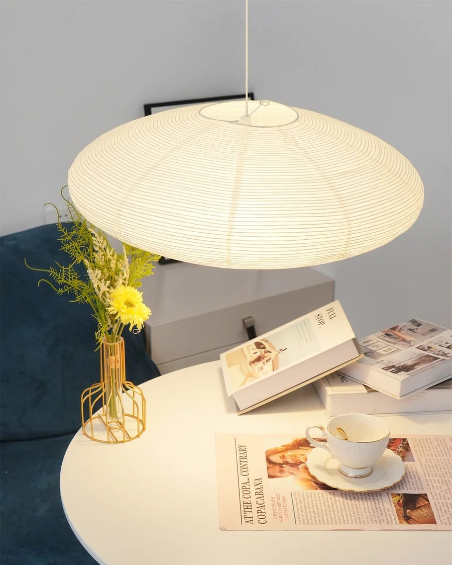 Japandi Ellipsoidal Parallel-Ribbed Pendant Light