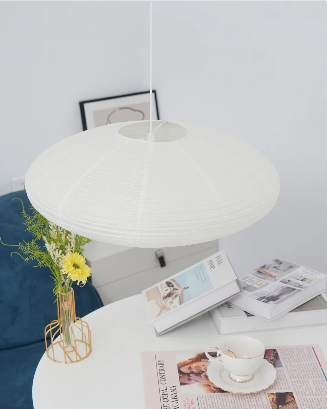 Japandi Ellipsoidal Parallel-Ribbed Pendant Light