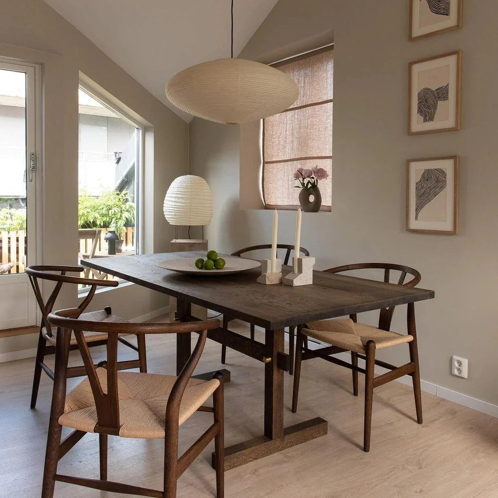 Japandi Ellipsoidal Parallel-Ribbed Pendant Light
