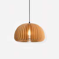 Mid-Century Modern Slatted-Spherical Pendant Light