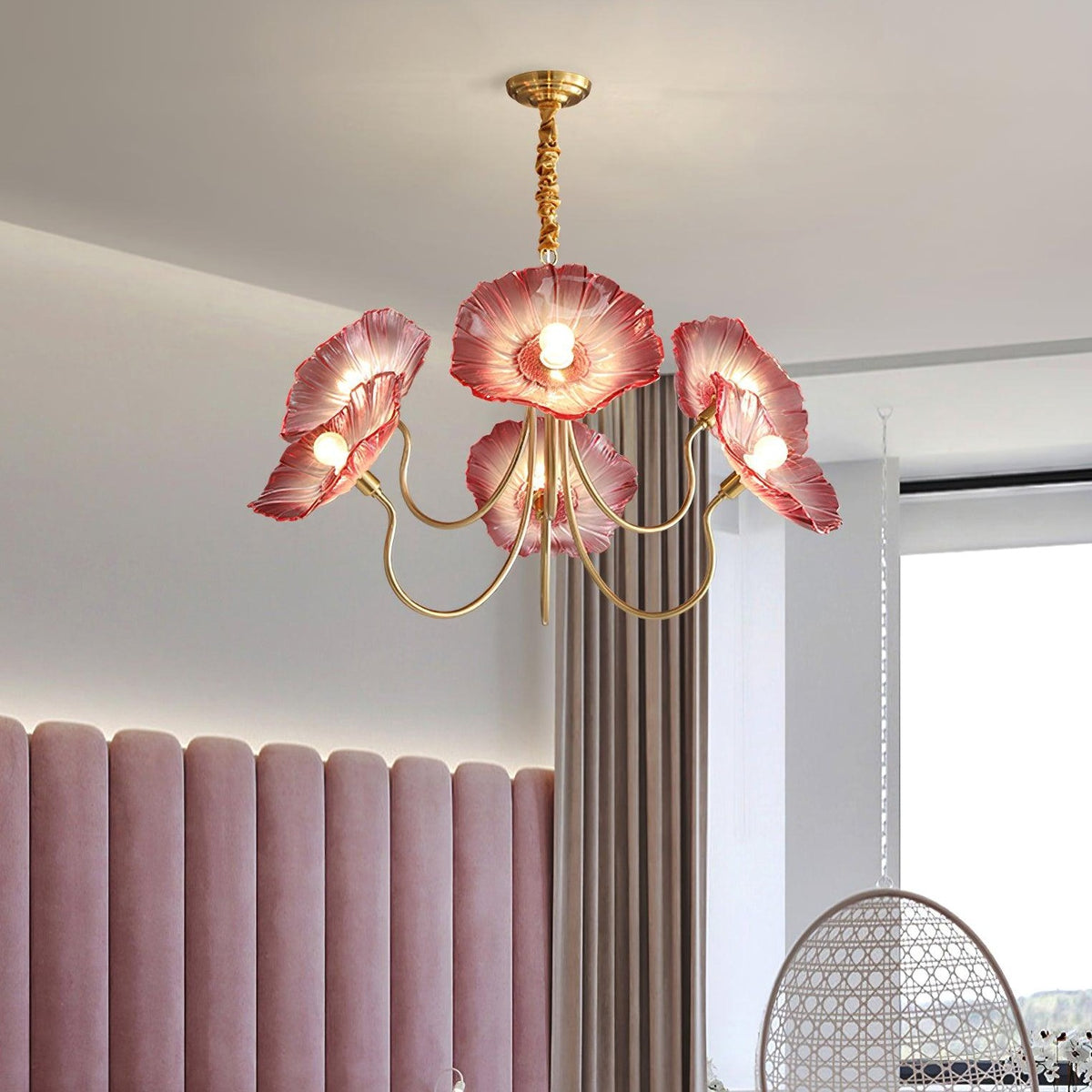 Art Deco Chandelier & Vintage Leaf Shade Design