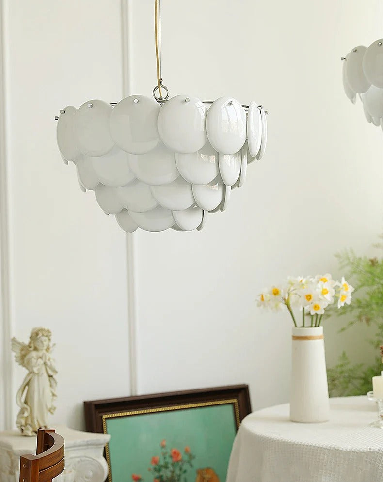 Contemporary Multi-Tiered Oval-Dome Chandelier