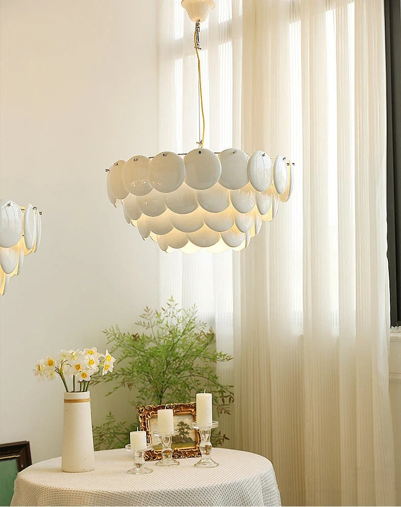 Contemporary Multi-Tiered Oval-Dome Chandelier