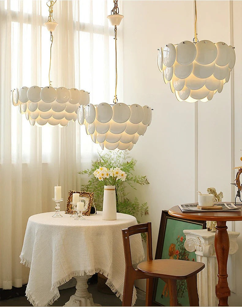 Contemporary Multi-Tiered Oval-Dome Chandelier