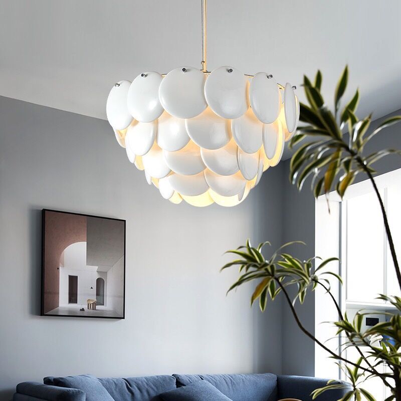 Contemporary Multi-Tiered Oval-Dome Chandelier