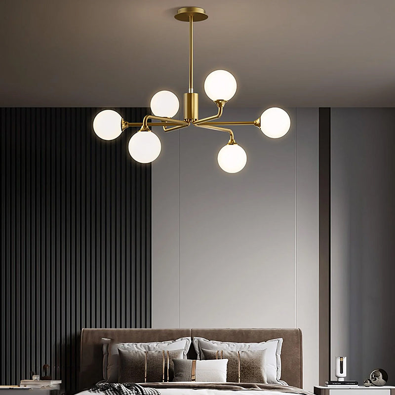 Elegant Multi-Arm Chandelier with Opal Shades