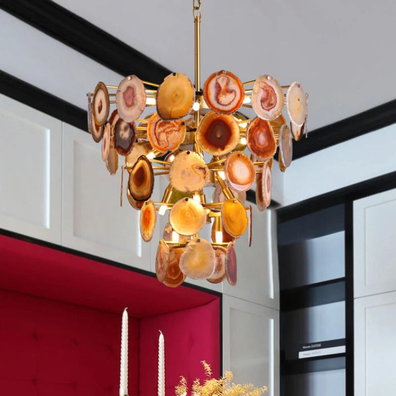 Eclectic Boho Chandelier – Multi-Tiered Agate