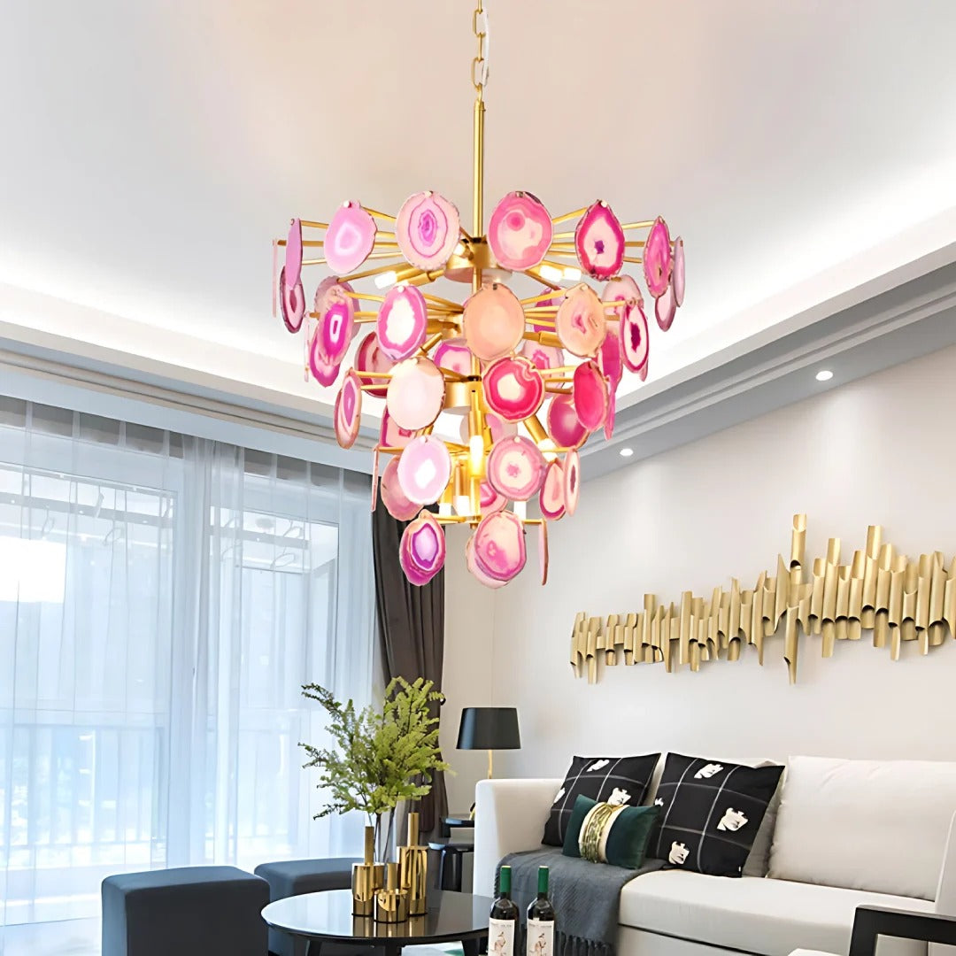 Eclectic Boho Chandelier – Multi-Tiered Agate