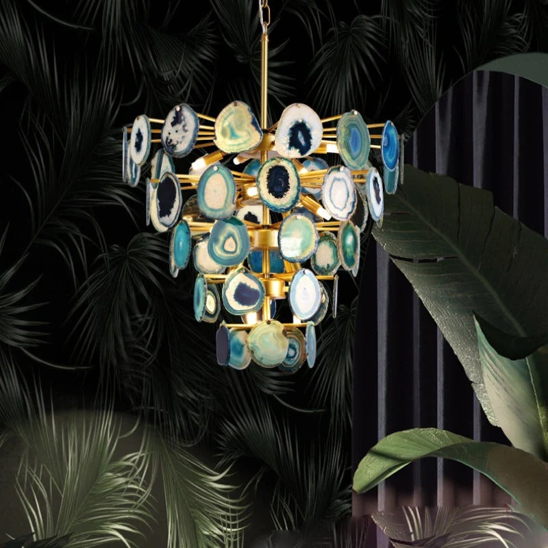 Eclectic Boho Chandelier – Multi-Tiered Agate