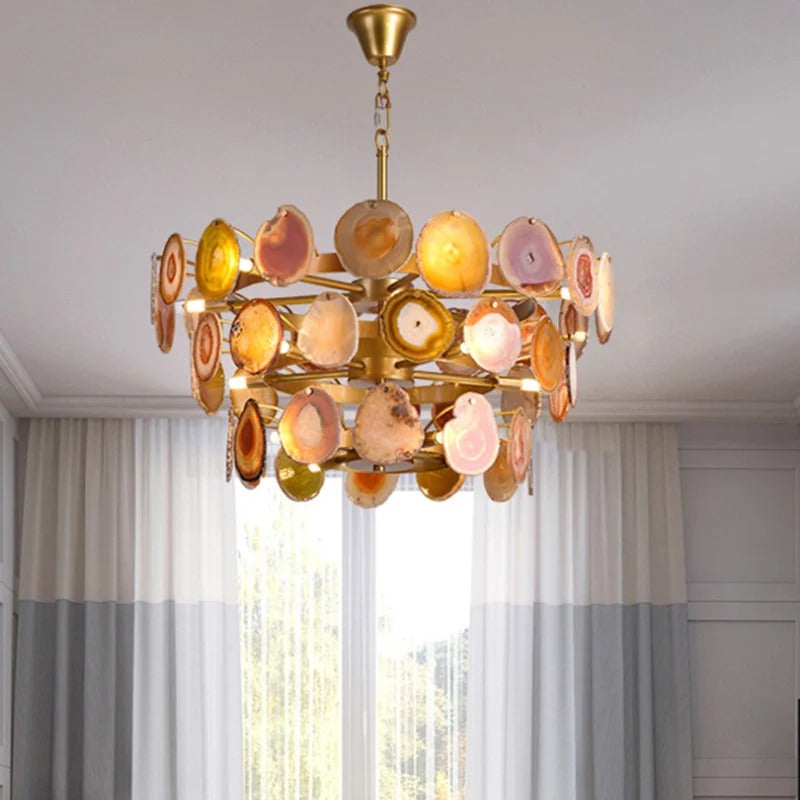 Boho Multi-tier Agate Chandelier, Eclectic Flair