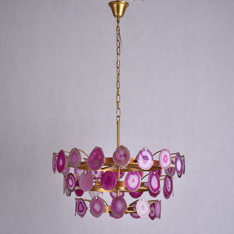 Boho Multi-tier Agate Chandelier, Eclectic Flair