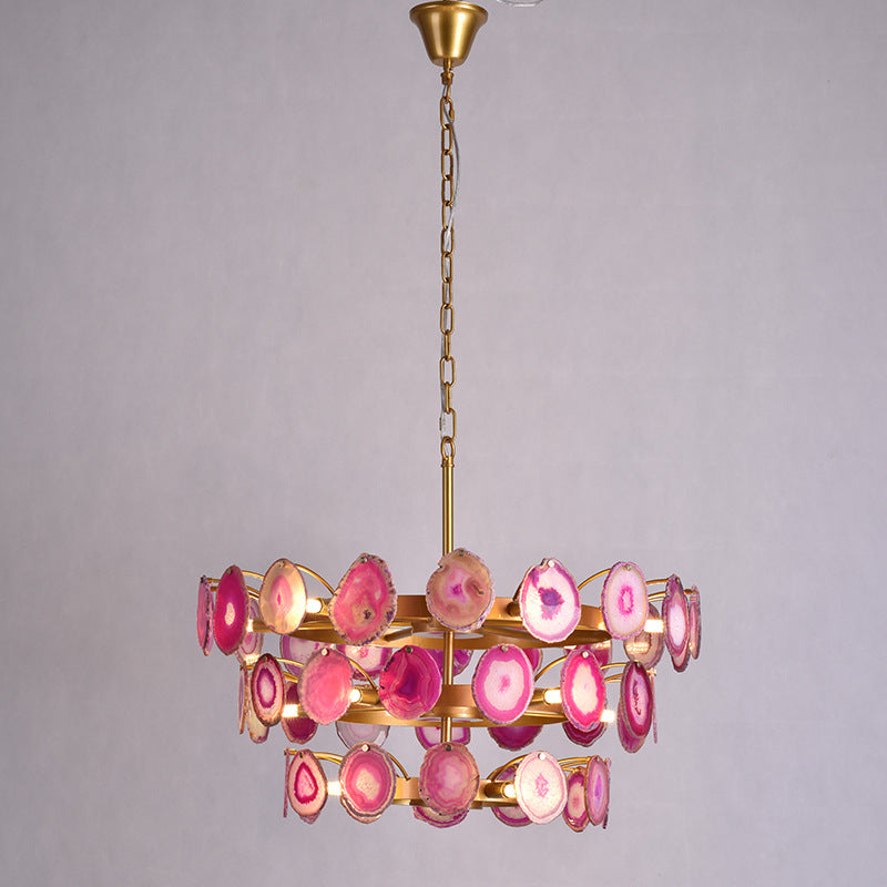 Boho Multi-tier Agate Chandelier, Eclectic Flair