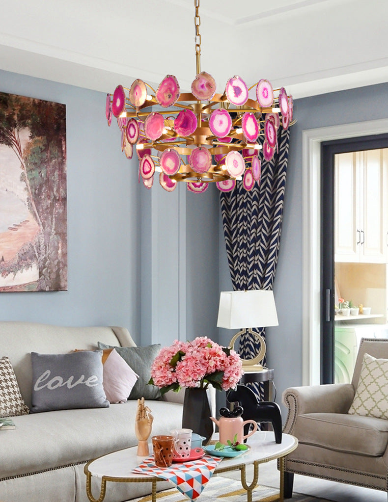 Boho Multi-tier Agate Chandelier, Eclectic Flair