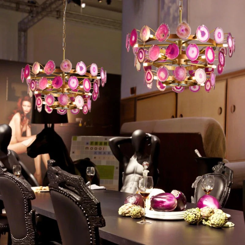 Boho Multi-tier Agate Chandelier, Eclectic Flair