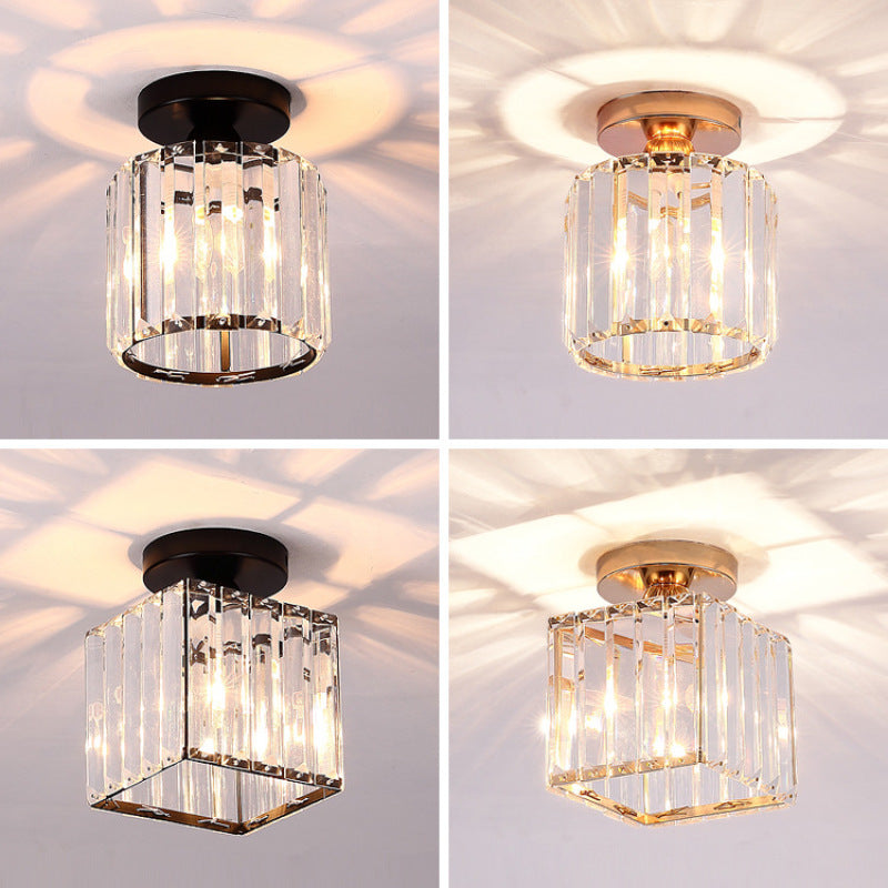 Art Deco Vertical Striped Semi-Flush Mount Light