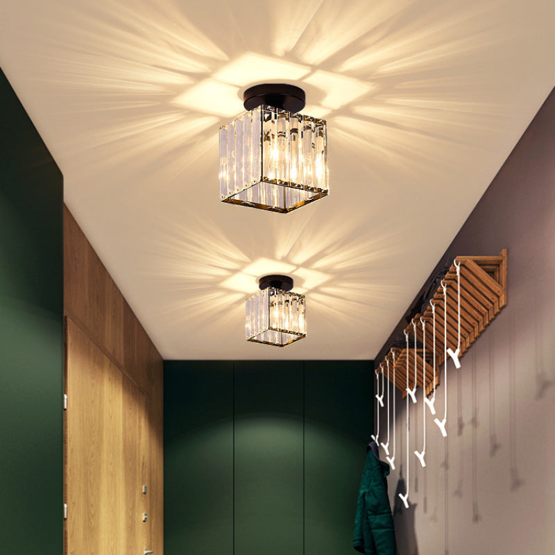 Art Deco Vertical Striped Semi-Flush Mount Light
