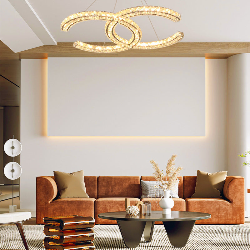 Double C Crystal Chandelier for Modern Spaces