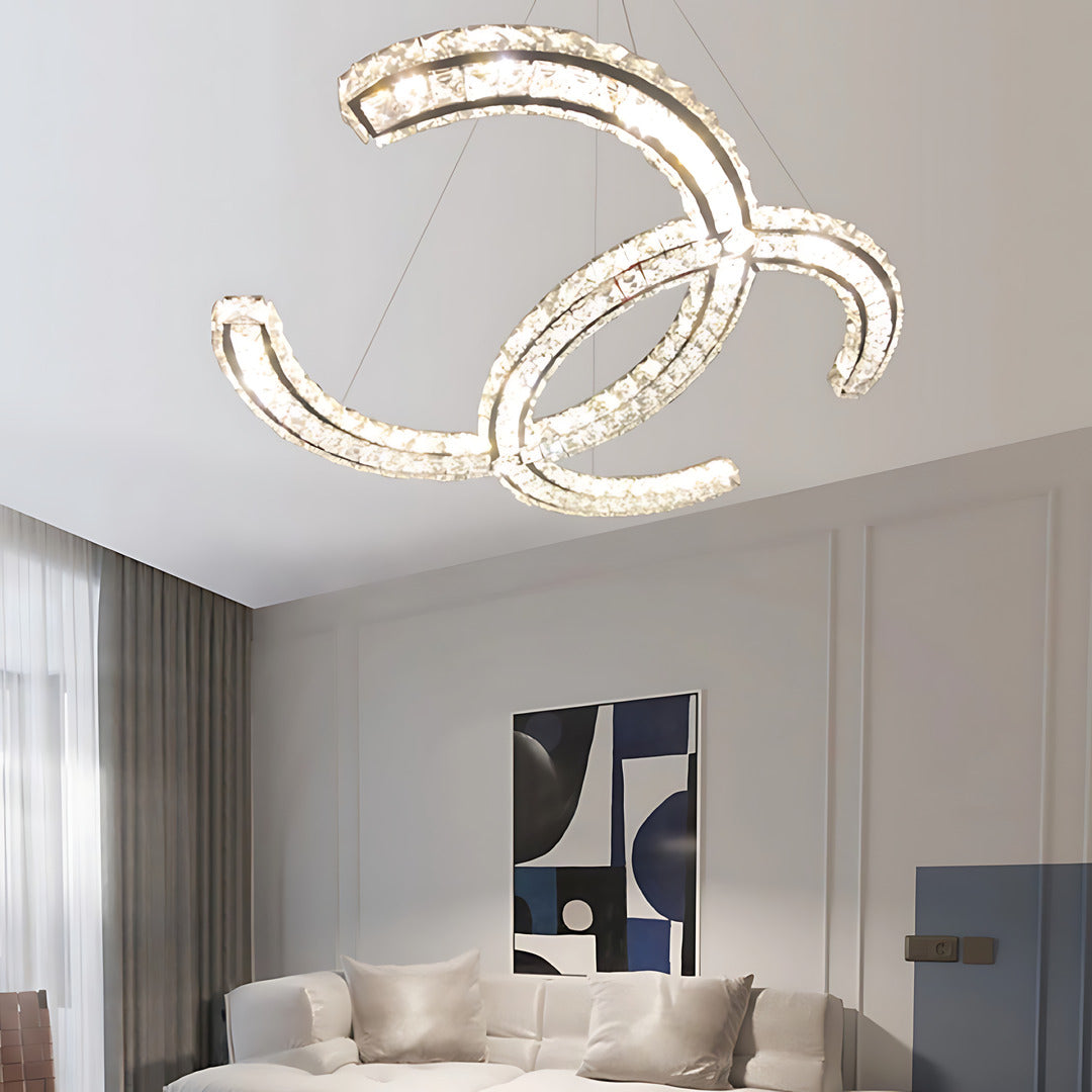 Double C Crystal Chandelier for Modern Spaces