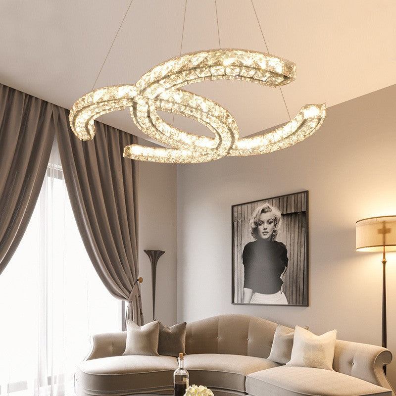 Double C Crystal Chandelier for Modern Spaces