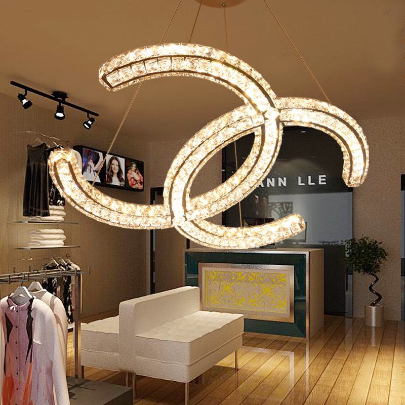 Double C Crystal Chandelier for Modern Spaces