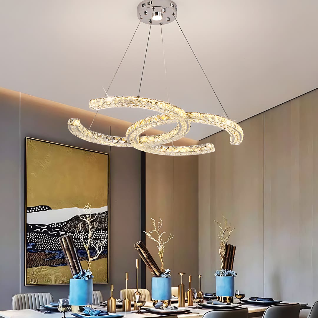 Double C Crystal Chandelier for Modern Spaces