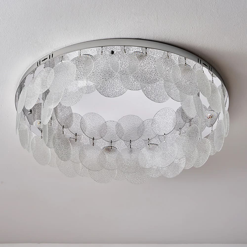 Minimalist Flush Mount Light – Suspended LED Disks