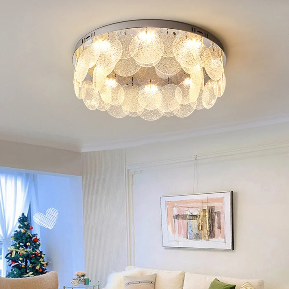 Minimalist Flush Mount Light – Suspended LED Disks