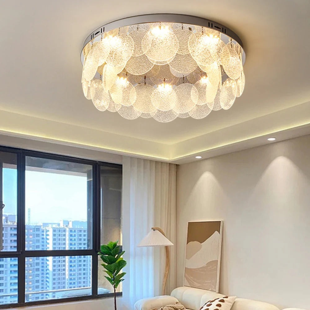 Minimalist Flush Mount Light – Suspended LED Disks