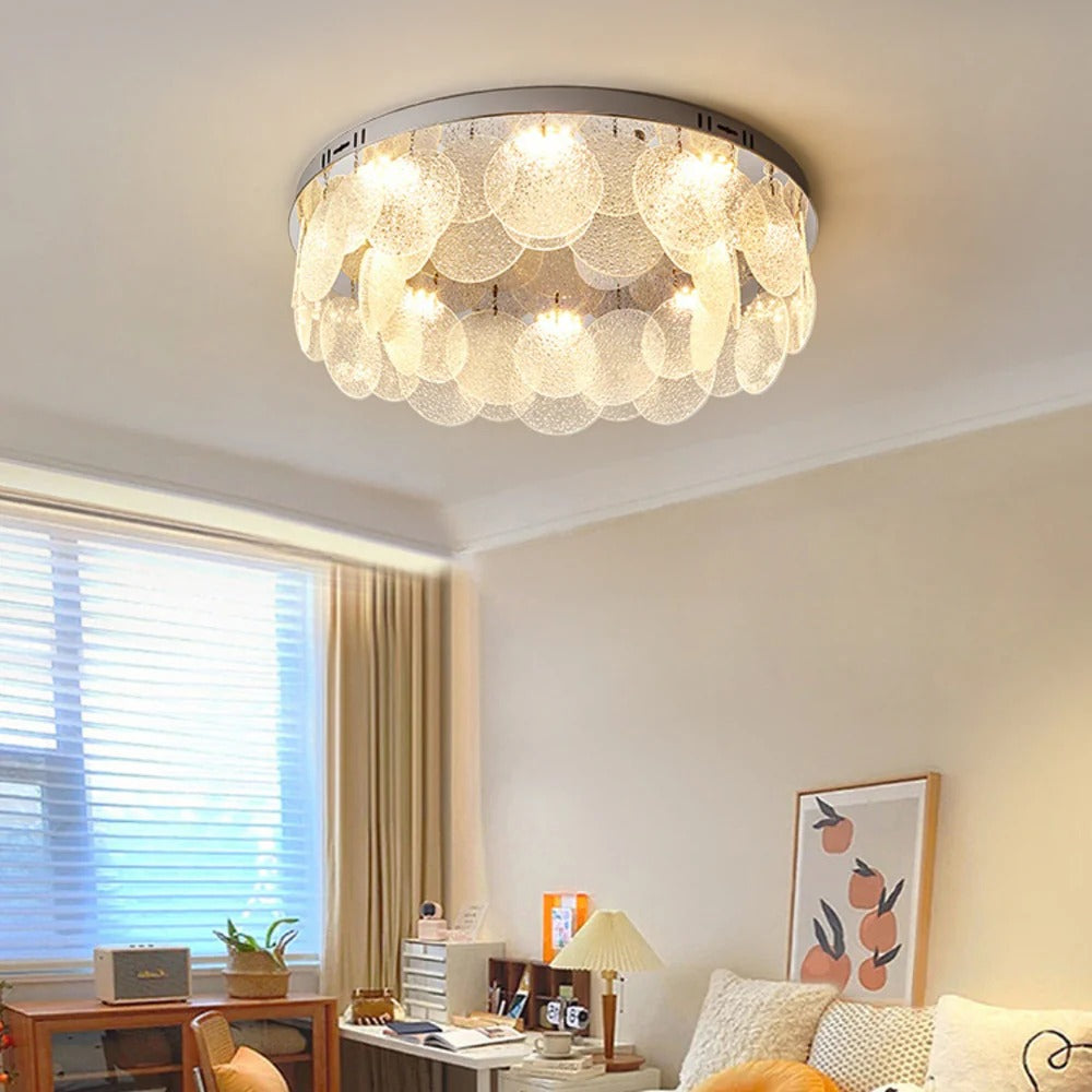 Minimalist Flush Mount Light – Suspended LED Disks